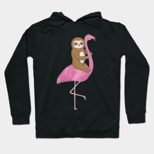 Cute Baby Sloth And Flamingo Hoodie